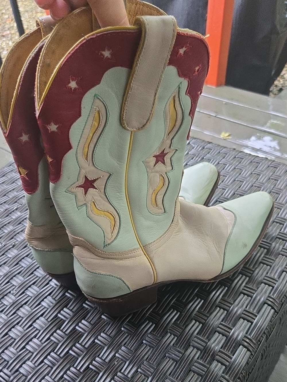 Idyllwind Mint Green & Red Star Accent Western Lace-Up Boots